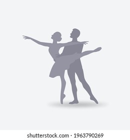 Silhouettes of pair of classical ballet dancers. Vector illustration