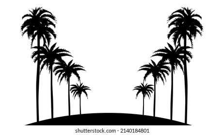 Silhouettes of palm trees. Vector design template. Isolated white background