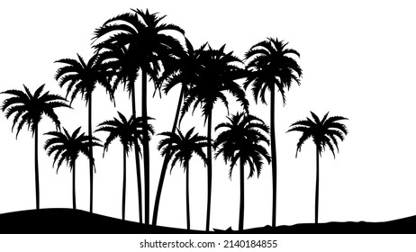 Silhouettes of palm trees. Vector design template. Isolated white background