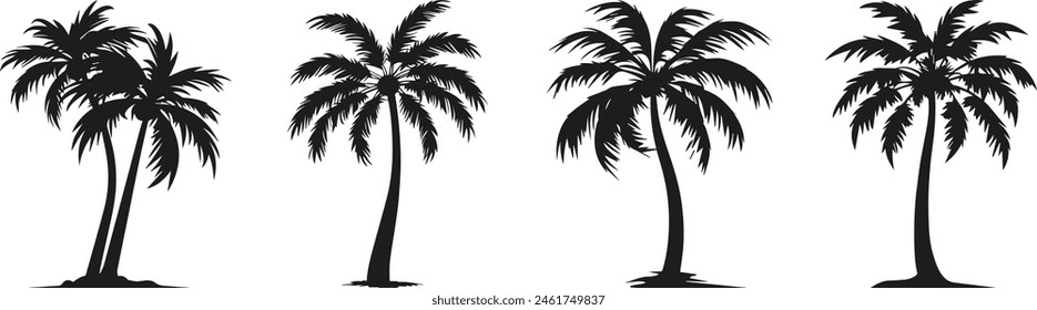 Silhouettes of palm trees vector. set of palm trees vector silhouette.