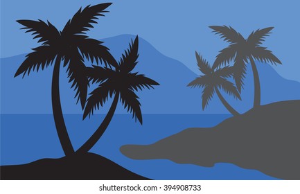 Silhouettes of palms at the night
