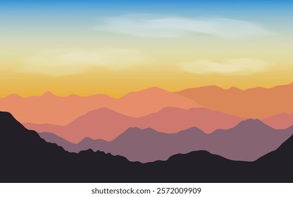 silhouettes of panoramic mountains view landscape	

