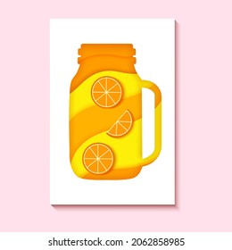 The silhouettes of paper cut cocktail. Creative bright composition of alcohol, juice or water with orange or lemon.Vertical banners for branding menu, cover, flyer.