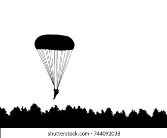 Silhouettes parachuting vector illustration.