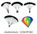 Silhouettes of paratroopers-vector