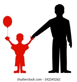 silhouettes of parents and children