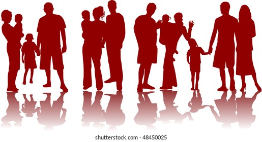 Silhouettes Of Parents With Children