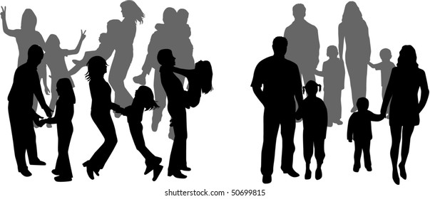 Silhouettes Of Parents With Children