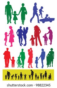 Silhouettes Of Parents With Children