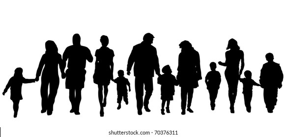 Silhouettes Parents Children On Background Stock Vector (Royalty Free ...