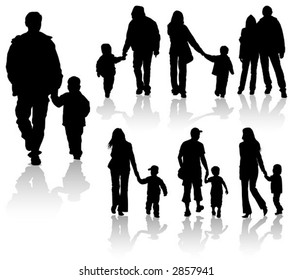 Drawing Parents Children Silhouettes People Stock Illustration 54676600