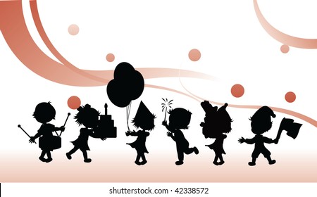 silhouettes party children