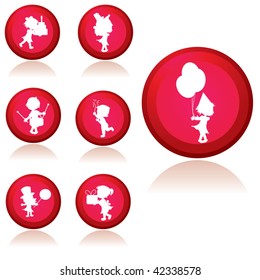 silhouettes party children icons