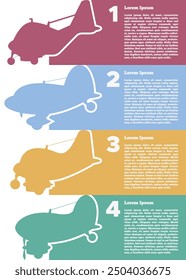 Silhouettes of passenger planes. Side view. The template for the presentation. Vector illustration. 