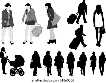 Silhouettes of people in action