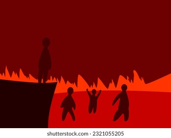 silhouettes of people being tortured in hell