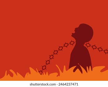 silhouettes of people being tortured in hell