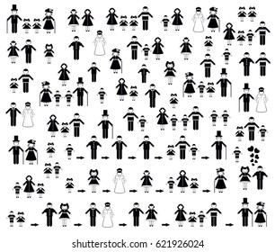 Silhouettes of People. Black and White colors