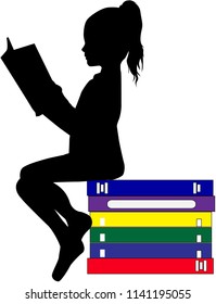 Silhouettes of people with a book.