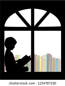 Silhouettes of people with a book.