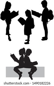 Silhouettes of people with a book.