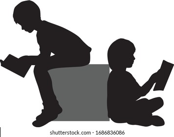 Silhouettes of people with a book