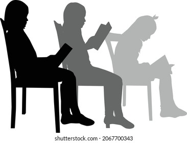 Silhouettes of people with a book.