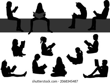 Silhouettes of people with a book.