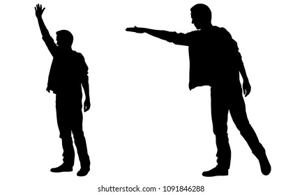 silhouettes of people calling taxi