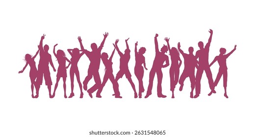 Silhouettes of People Celebrating, Group of Happy People, Party, Corporate Event, Success