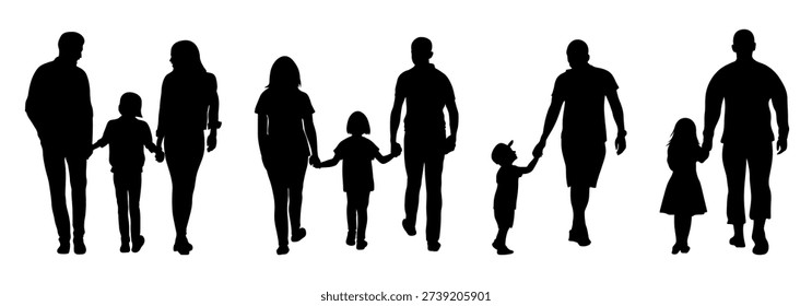 silhouettes of people. silhouettes of children