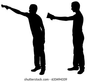 silhouettes of people cleaning with rag