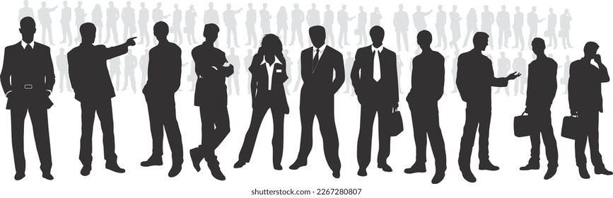 silhouettes of people. Collection of people silhouettes, vector illustration. business people silhouette