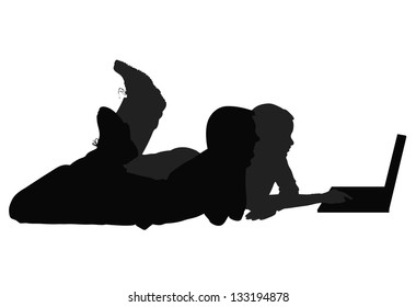 silhouettes of people at the computer