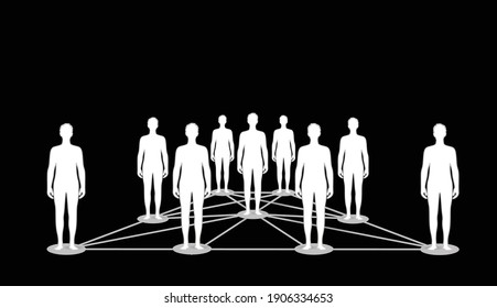 Silhouettes people connections. vector illustration