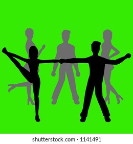 Silhouettes of people dancing