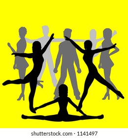 Silhouettes of people dancing