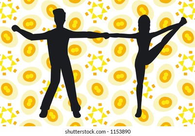 Silhouettes of people dancing