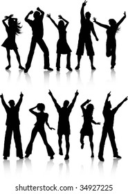 Silhouettes of people dancing