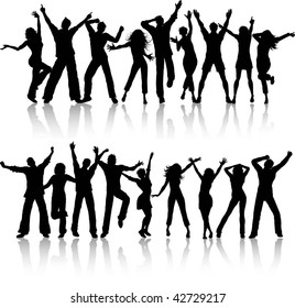 Silhouettes of people dancing