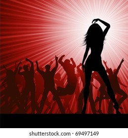 Silhouettes of people dancing