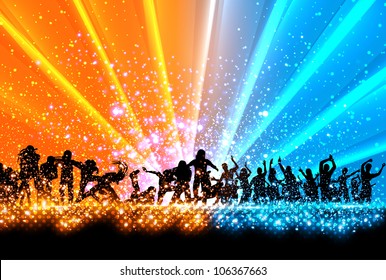 Silhouettes of people dancing background