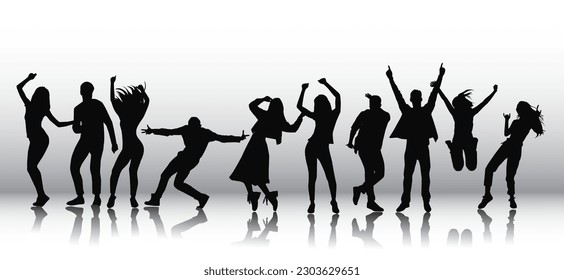 Silhouettes Of People Dancing at club 