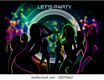 Silhouettes of people dancing on an abstract background