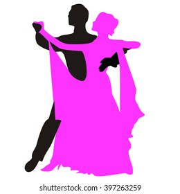 Silhouettes Of People Dancing The Waltz. Vector Illustration.