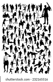Silhouettes of people - different professions