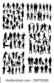 Silhouettes of people - different professions