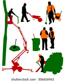 Silhouettes of people of different trades
