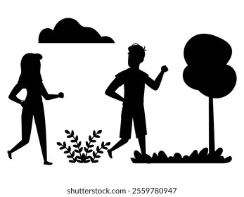 Silhouettes of People Engaging in Various Fitness Activities