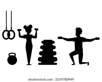 Silhouettes of People Engaging in Various Fitness Activities